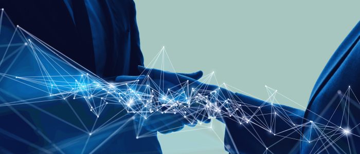 Communication network concept. Partnership of business.